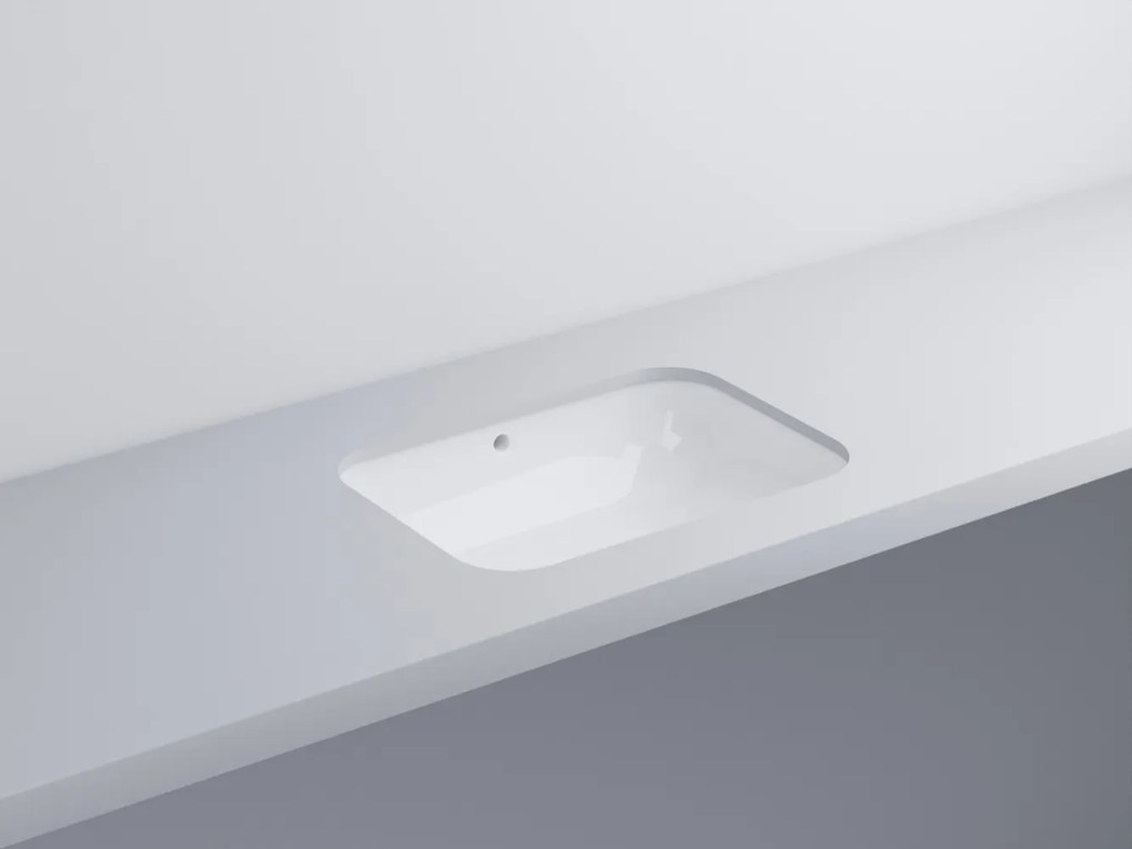 Cielo Enjoy Lavabo 41x53 Sottopiano Rettangolare Senza Foro Con Troppopieno Bianco Lucido