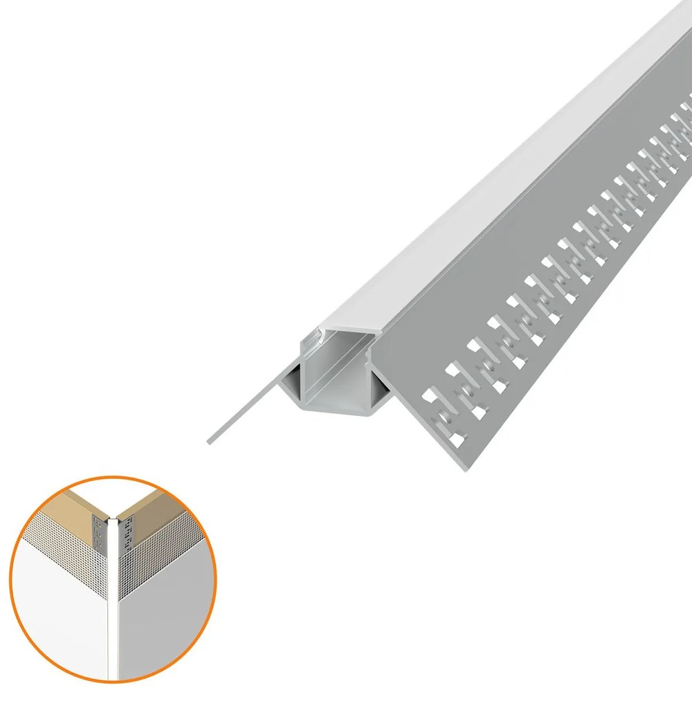 Profilo da Incasso per Cartongesso ad Angolo Esterno per strisce LED Variante Lunghezza 2 Metri