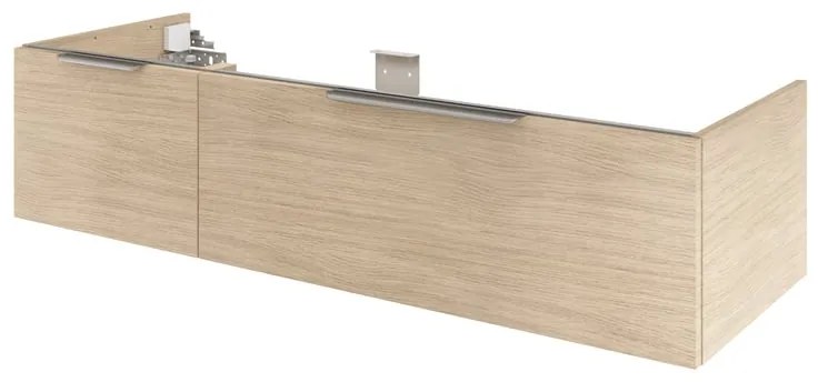 Mobile da bagno sospeso sotto lavabo L 135 x H 32 x P 48 cm bianco, 2 cassetti Neo, Maniglie acquistabili separatamente