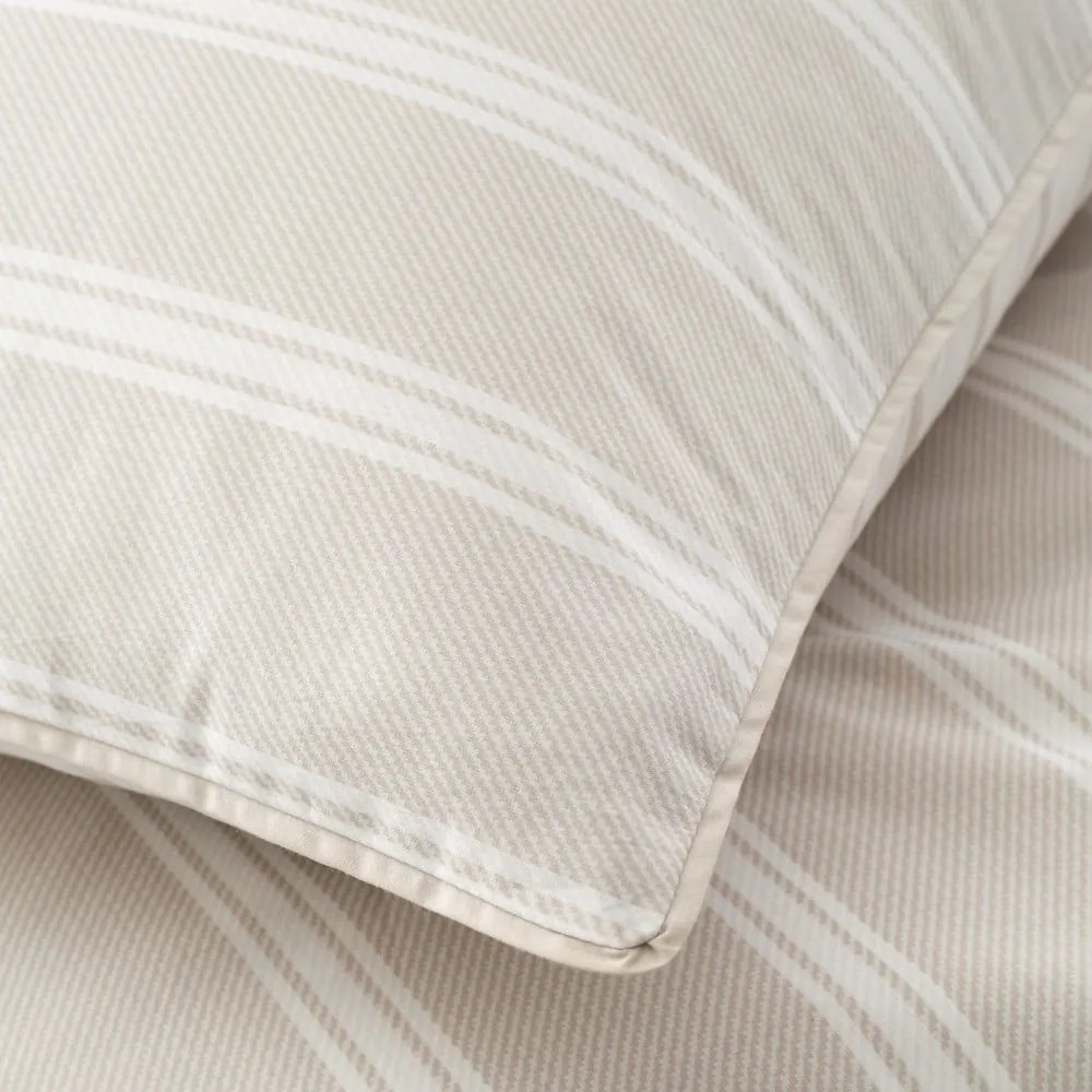 Biancheria da letto beige in cotone per letto matrimoniale/per letto esteso 230x220 cm Ashford Stripe – Bianca