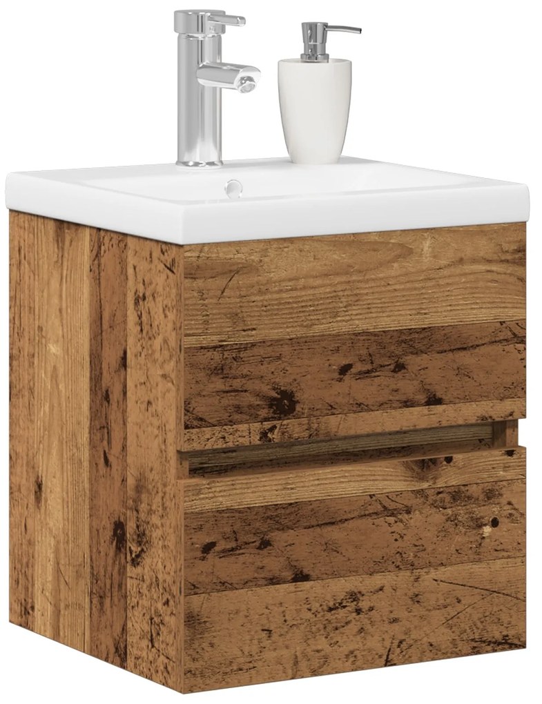 Mobile per lavandino con lavabo integrato in legno ingegnerizzato nero, mobile per lavandino in legno antico 41x38,5x45 cm legno ingegnerizzato
