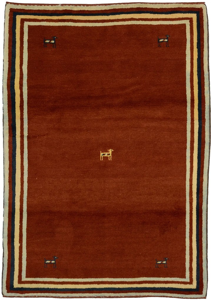 Gabbeh Tappeto 130 x 180 Rosso (Pakistan) Annodato A Mano