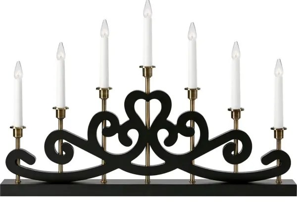 Markslöjd 705966 - Candelabro natalizio NIGHTFALL 7xE10/3W/230V nero/ottone
