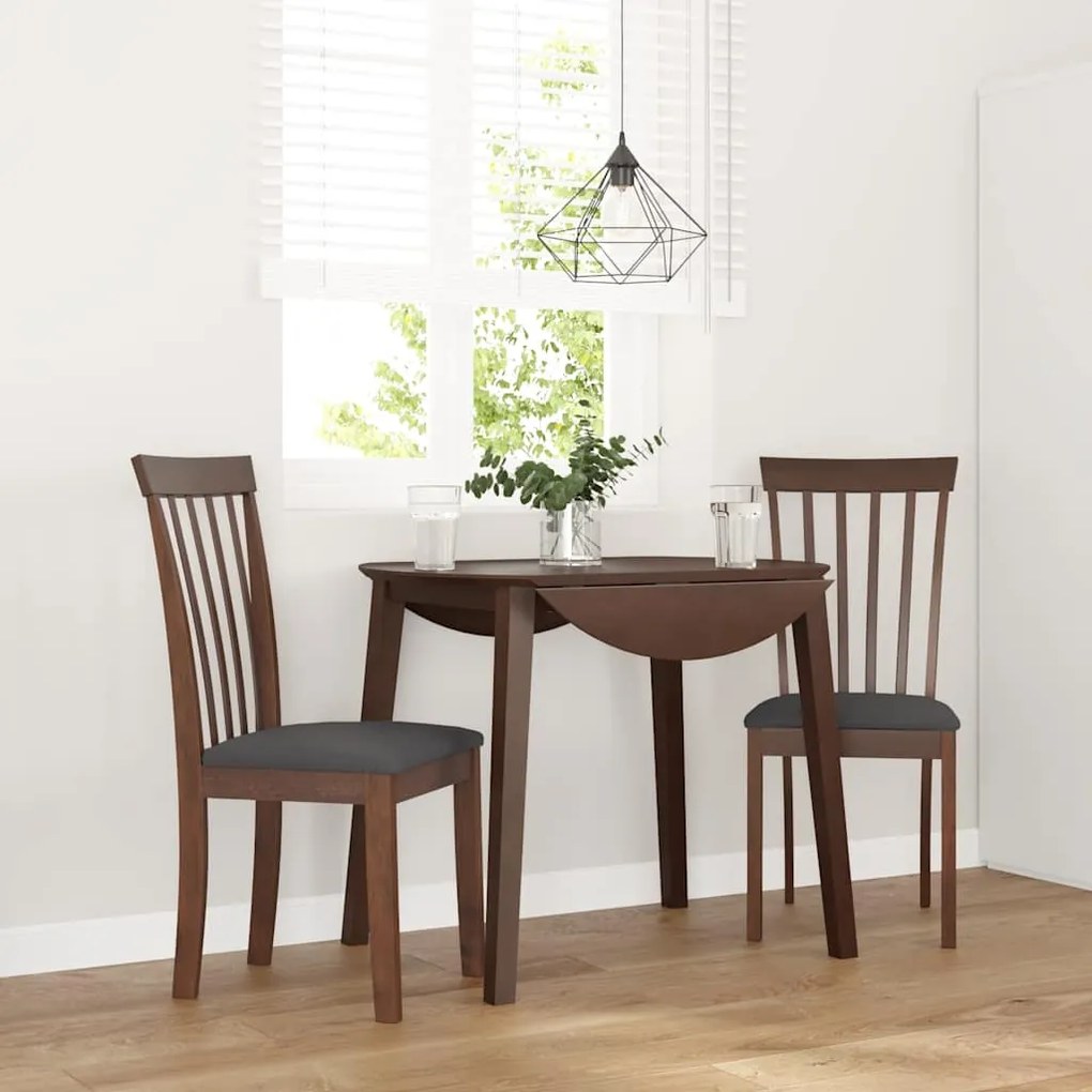 Sedie Da Pranzo Con Cuscini 2pz Marrone Legno Massello Di Hevea /