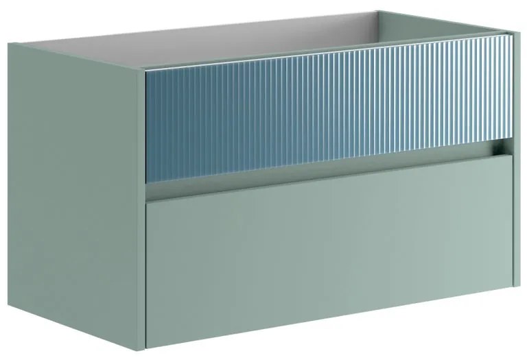 Mobile da bagno sotto lavabo Niwa verde laccato opaco L 89.5 x H 50 x P 45.5 cm 2 cassetti, lavabo non incluso