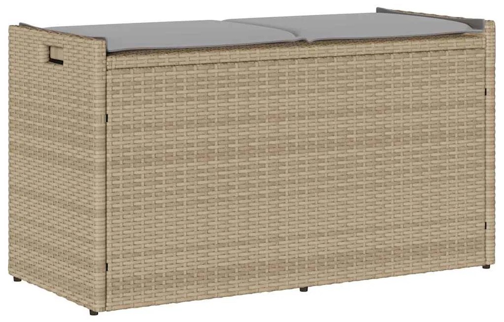 Cassapanca Da Esterno Con Cuscino Beige 100 Cm İn Polyrattan /