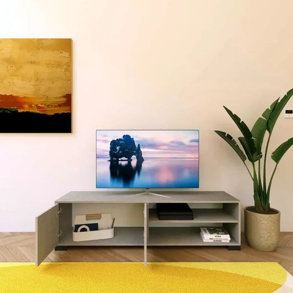 Porta TV in legno con 2 ante e vano a giorno 150x40 cm KYLA Grigio