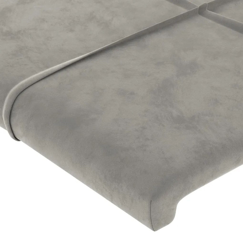 Testiera grigio chiaro a led 93x16x78/88 cm in velluto