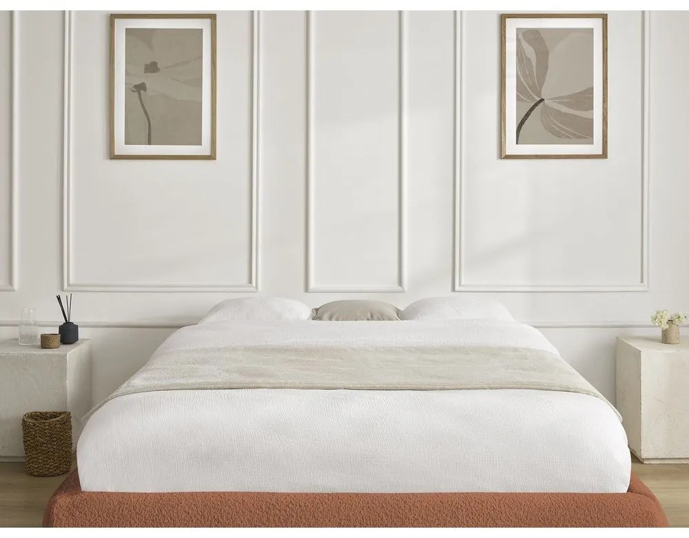 Letto matrimoniale imbottito arancione con contenitore/senza testiera con rete inclusa 180x200 cm Inera – Bobochic Paris