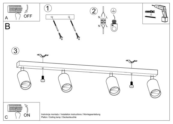 Sollux SL.1042 - Faretto BERG 4xGU10/40W/230V