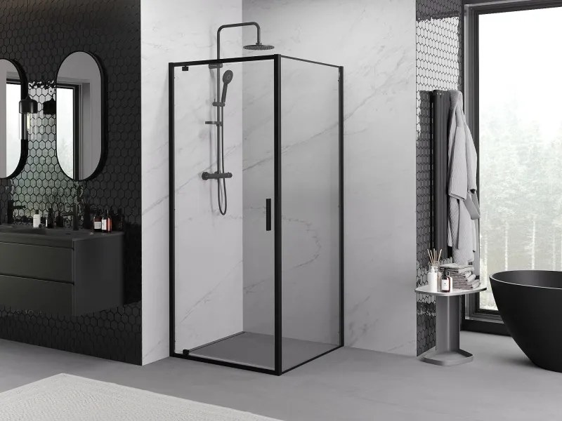 Mexen Exo-BR cabina doccia ribaltabile 100 x 100 cm, trasparente, nera - 8181-100-100-70-00