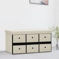 Cassapanca Pieghevole Bianco Crema 76x38x38 cm in Simil Linocod mxl 102542