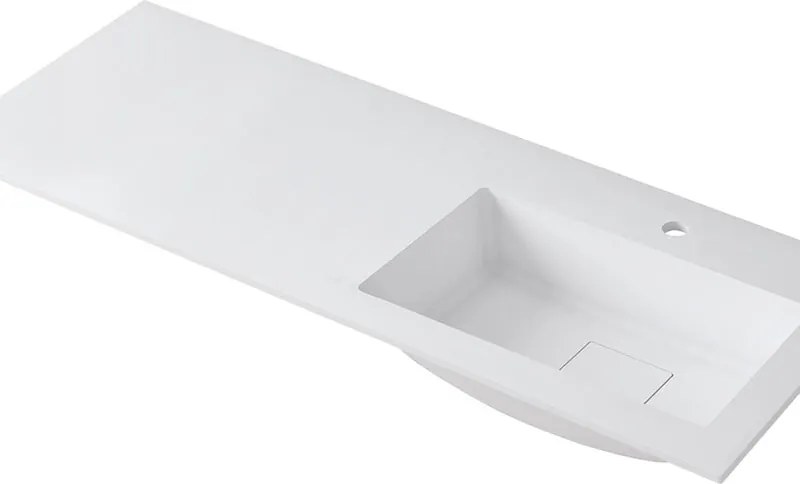 Lavabo a incasso rettangolare vasca a destra L 120.5 x H 15 x P 46 cm in resina bianco opaco