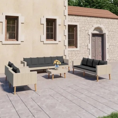 Set Divani da Giardino 5 pz con Cuscini in Polyrattan Beige