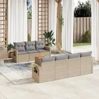 Set Divano da Giardino 8 pz con Cuscini Beige in Polyrattan 3224470