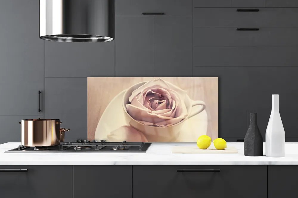 Panel Kuchenny Kubek Róża Sztuka 140x70 cm