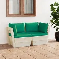 Divano da Giardino a 2 Posti su Pallet con Cuscini Legno Abete 3063389