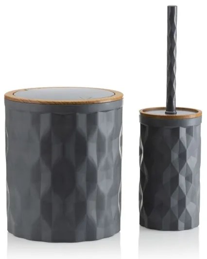 Set da bagno REINA 5 pz antracite/marrone