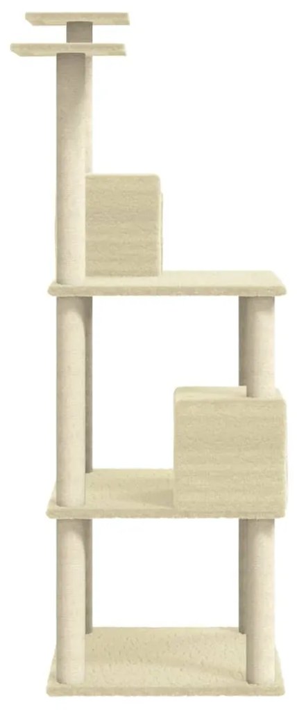 Albero per gatti con tiragraffi in sisal crema 141 cm