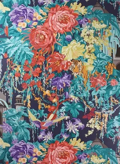 Matthew Williamson Carta da parati Mughal Garden - Navy/ Paprika