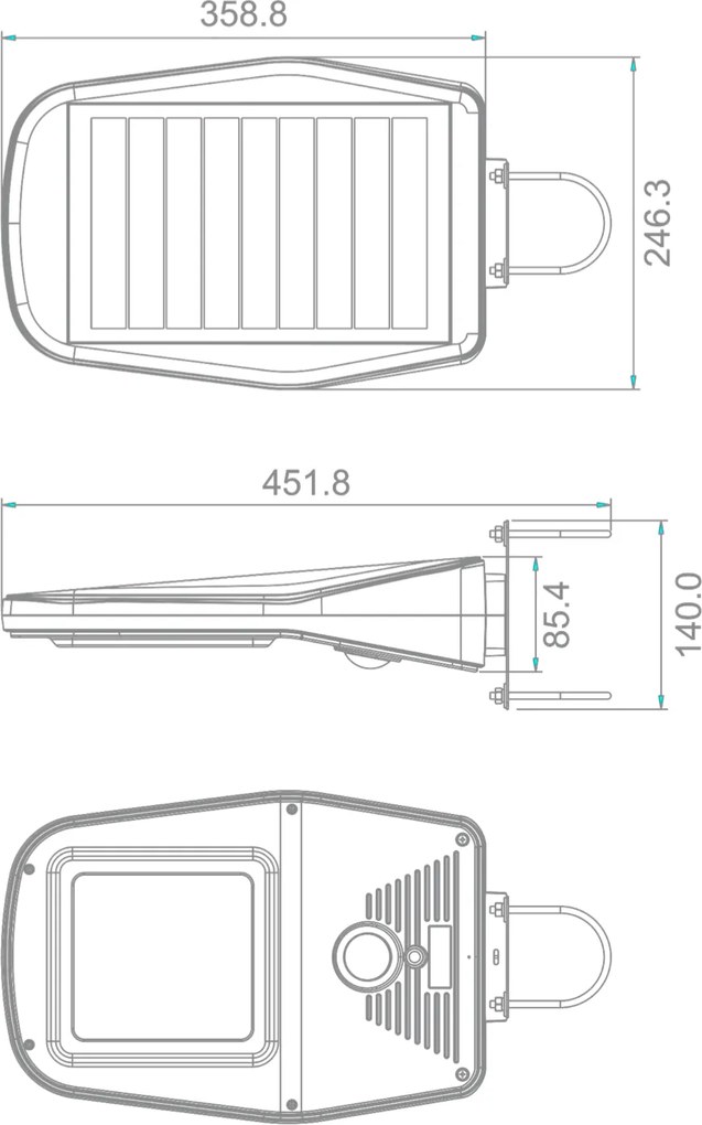 Lampione Solare per Esterno con Pannello Fotovoltaico e Telecomando