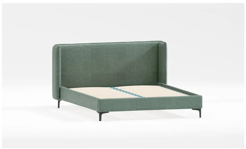 Letto matrimoniale imbottito verde con griglia 160x200 cm Basti - Ropez