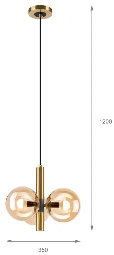 Lampadario a sospensione con filo ROLLO 3xE14/5W/230V oro/fumé beige