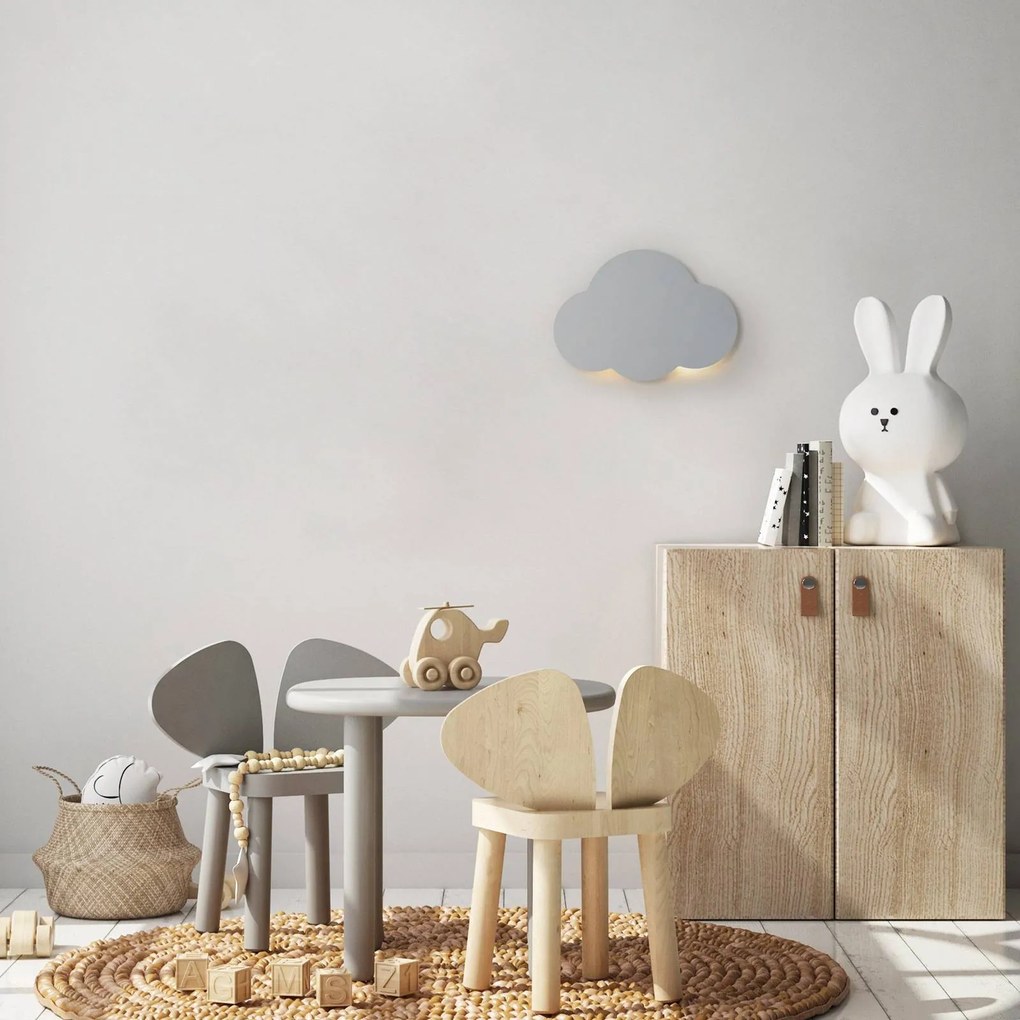 TK Lighting Applique Cloud, grigio, larghezza 38 cm, metallo, nuvola, G9