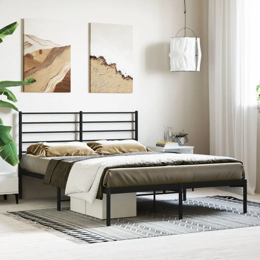 Giroletto Con Testiera İn Metallo Nero 140x190 Cm /