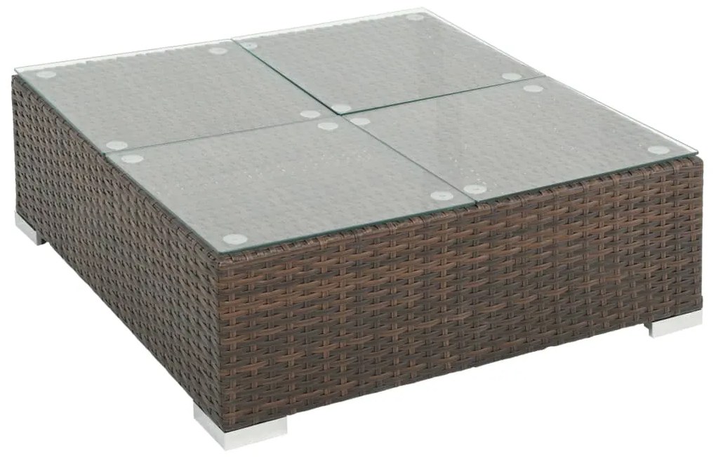 Set divani da giardino 7 pz con cuscini in polyrattan marrone