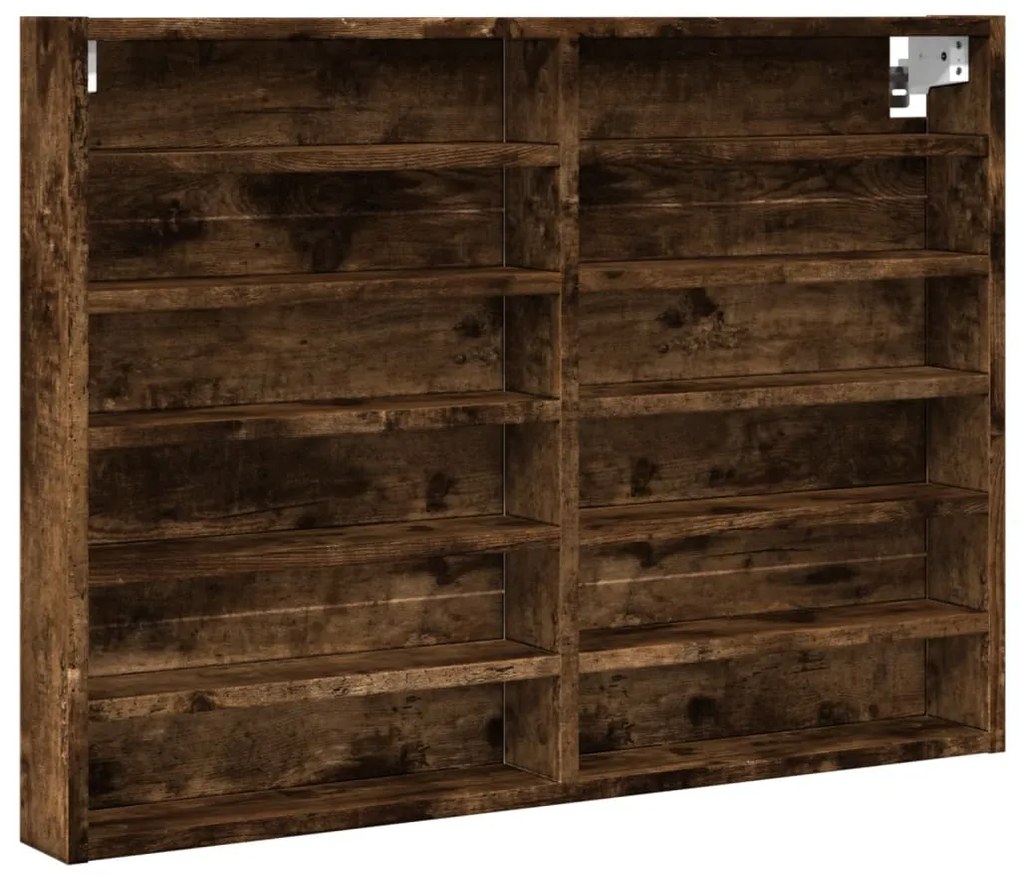 Armadietto vetrina rovere fumo 80x8,5x58 cm legno multistrato