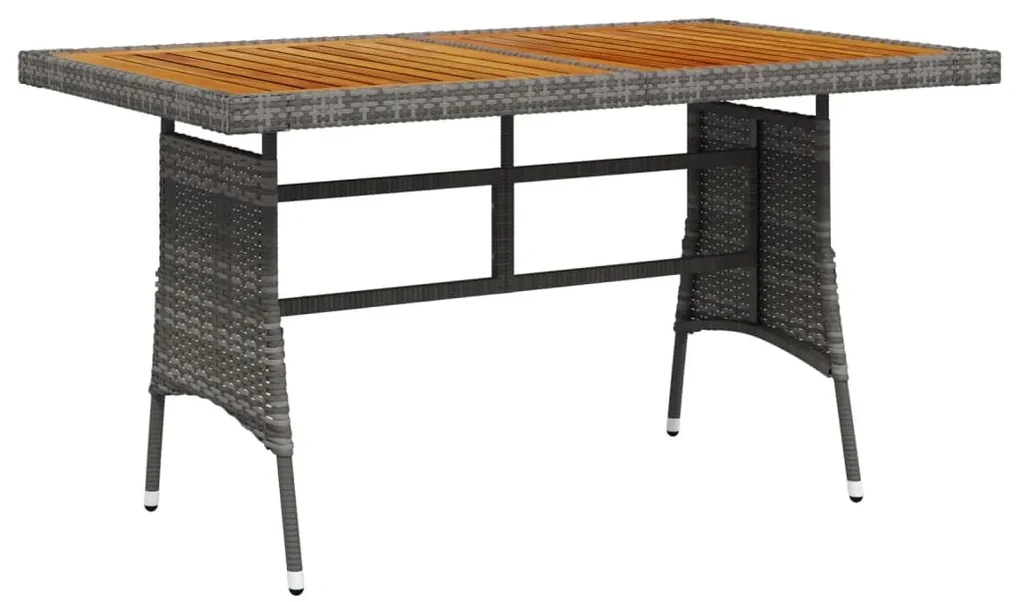 Tavolo giardino grigio 130x70x72cm polyrattan e massello acacia