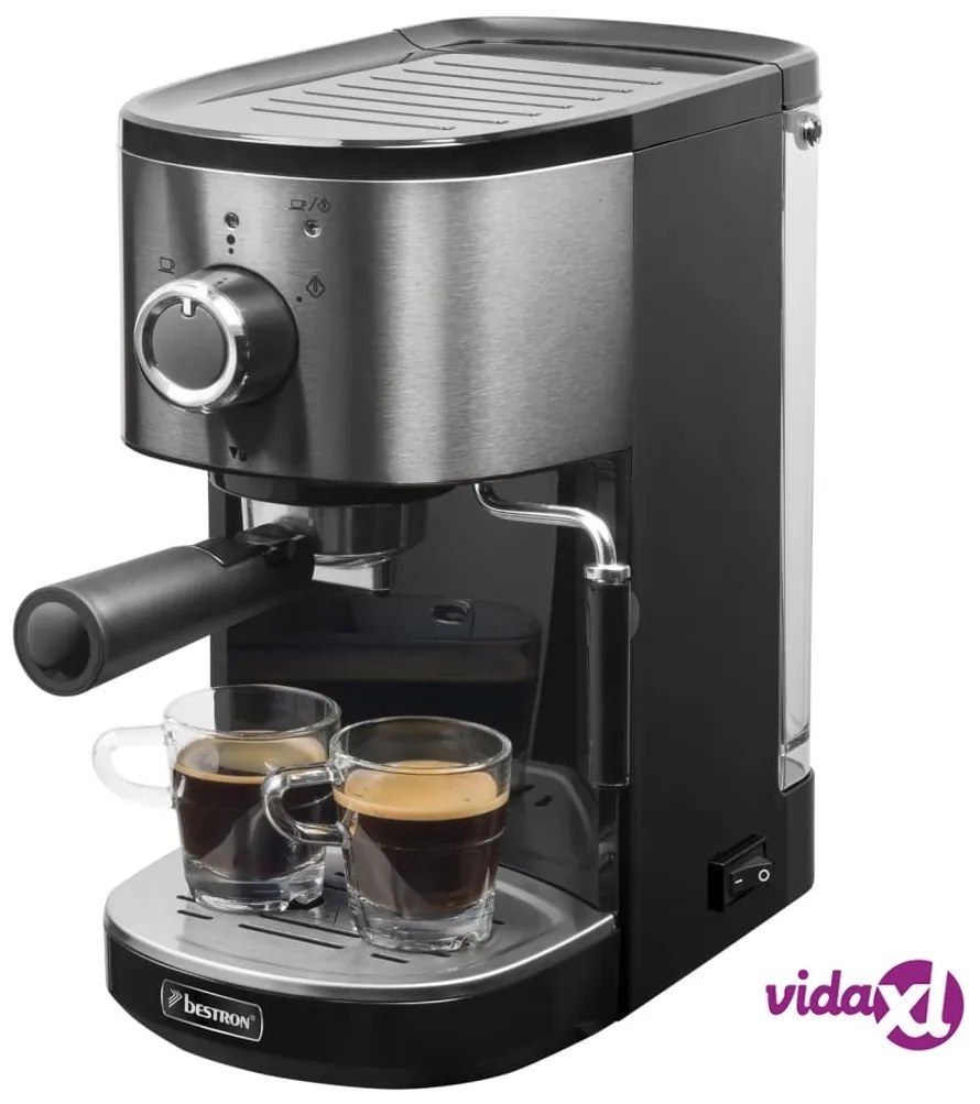 Bestron Macchina per Caffè Espresso AES800STE 1450W Acciaio Inox 1,25L