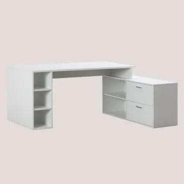 Tavolo da ufficio in legno Taluk Bianco & A destra - Sklum