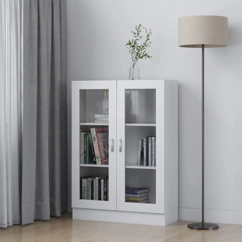 Armadietto Con Vetrina Bianco 82,5x30,5x115cm Legno Multistrato /