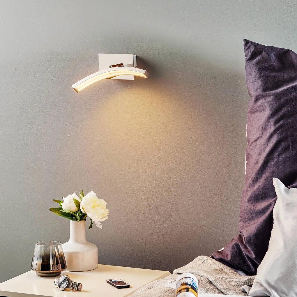 Domiluce Applique LED Largo ad arco, finitura alluminio