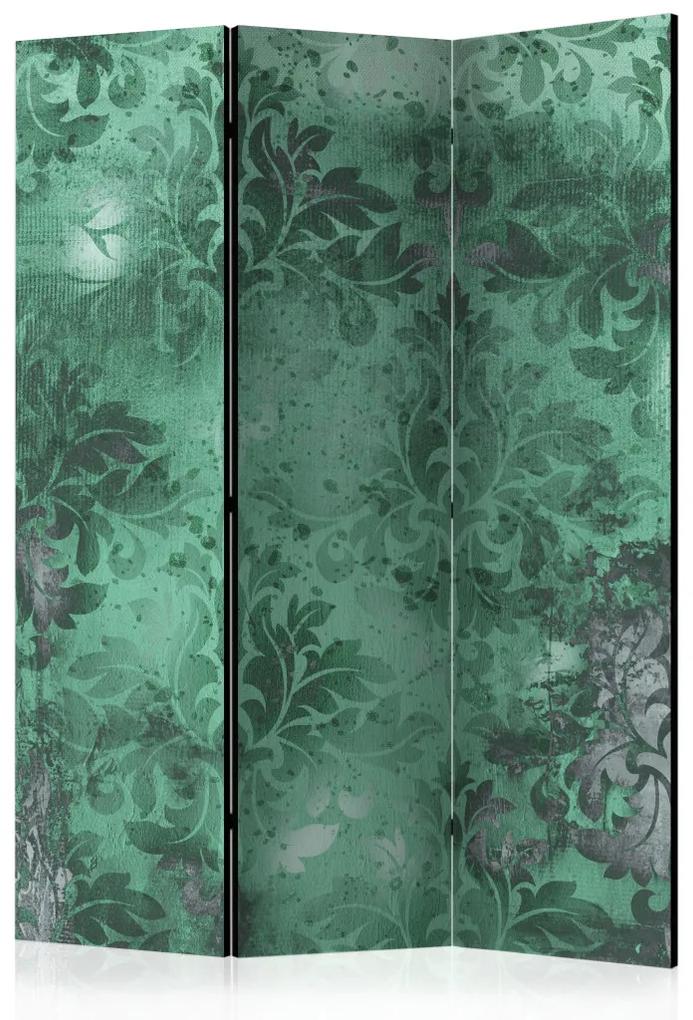 Paravento Memoria smeraldo (3 parti) - ornamenti barocchi vegetali