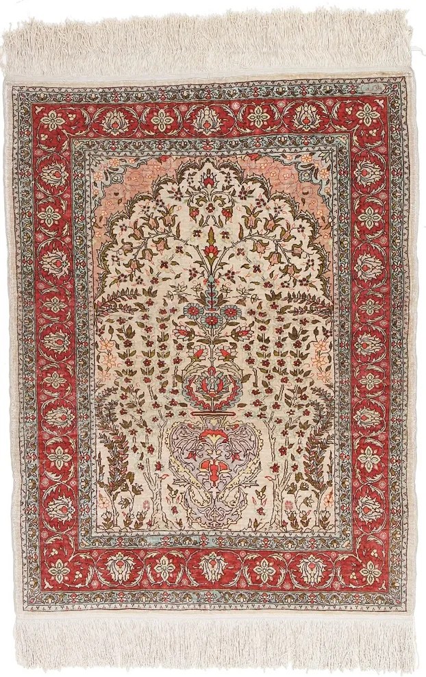 Hereke Tappeto 90x70 (Tacchino) Annodato A Mano