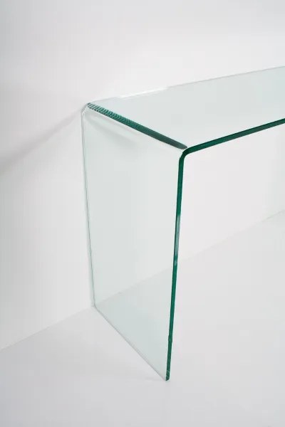 Tavolino consolle in vetro curvato trasparente SMALLE L.120 P.40 H.80