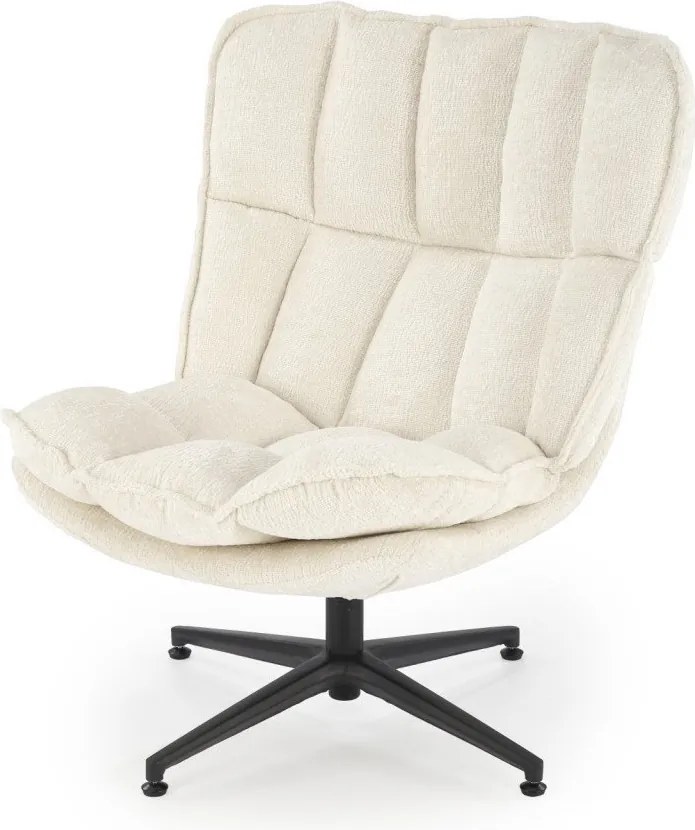 Poltrona girevole Fofana in tessuto crema - H91 cm