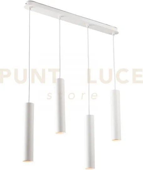 Lampadario a sospensione fluke tonda bianca 4 luci attacco gu10 68x...