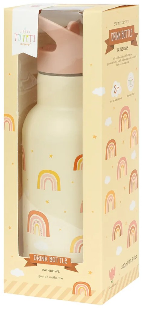 A Little Lovely Company - borraccia in acciaio inox, 350 ml - arcobaleno