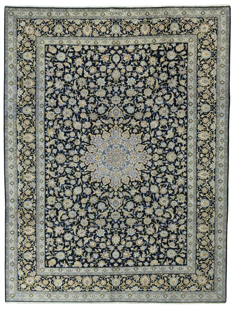Kashan Tappeto persiano 390x290 Blu (Iran) Annodato A Mano