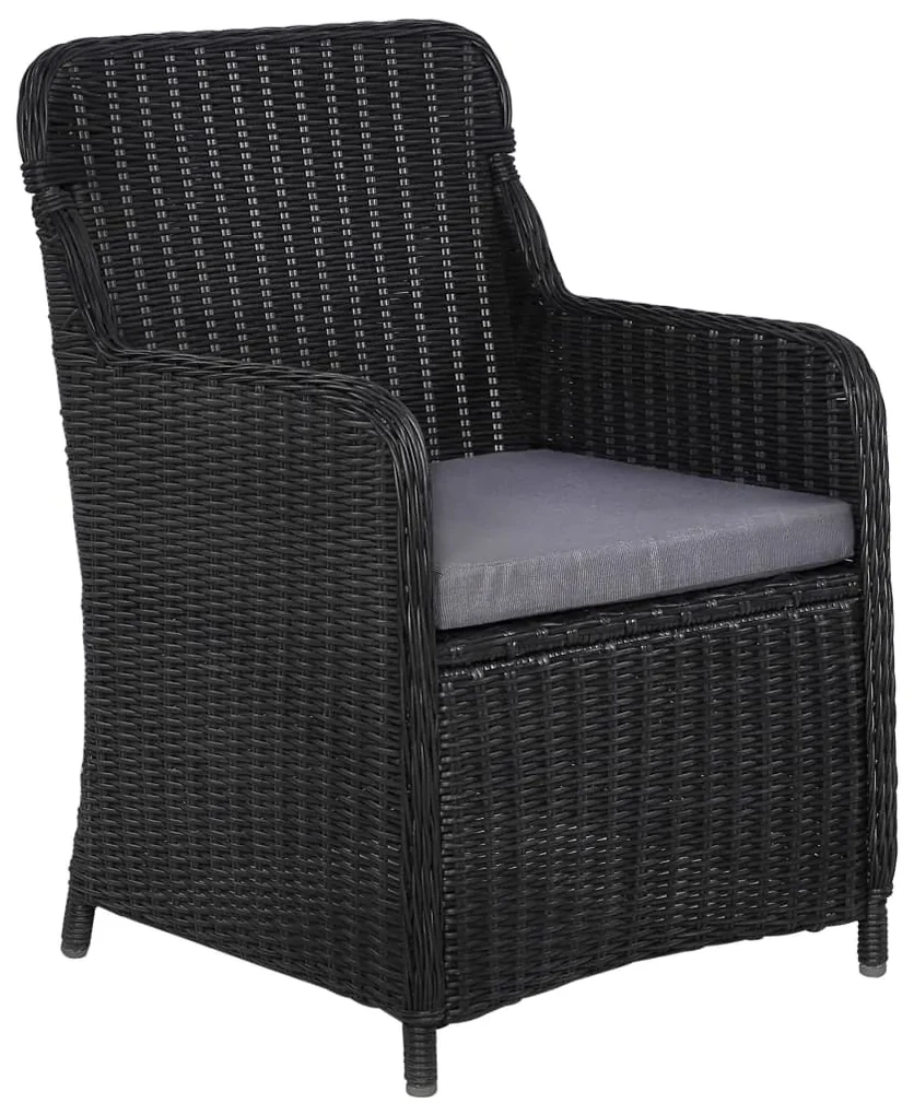 Set da pranzo da giardino 9 pz in polyrattan nero
