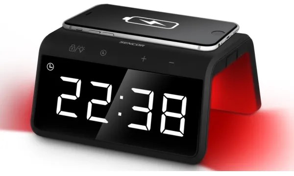 Sencor - LED RGB Orologio a sveglia con ricarica wireless 10W/1xCR2032