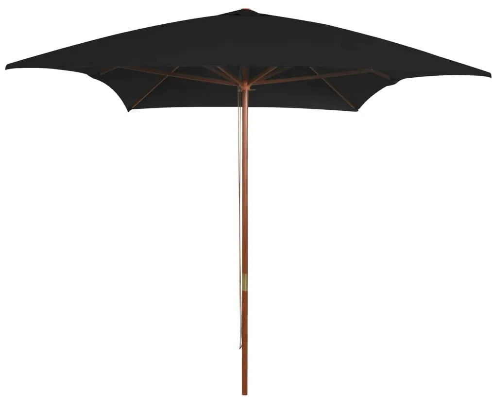 Ombrellone Da Giardino Con Palo İn Legno Nero 200x300 Cm /