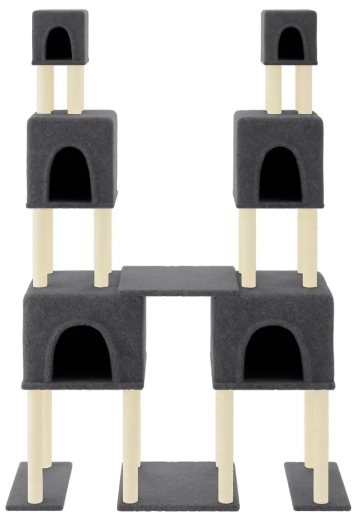 Albero per gatti con tiragraffi in sisal grigio scuro 199 cm