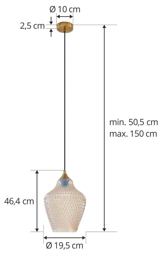 Lindby lampada a sospensione Drakar, a 1 luce, ambra, Ø 22 cm