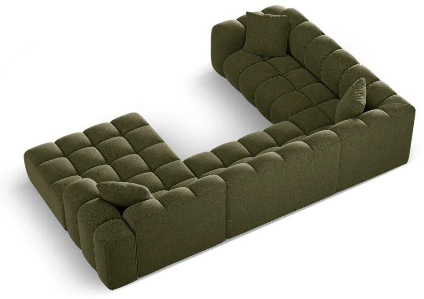 Divano angolare verde (con penisola a sinistra/a U) con rivestimento in ciniglia Treno – Cosmopolitan Design