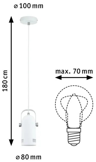 Paulmann 79767 - LED RGBW 1xE27/9W Lampada a sospensione su cavo LAVEA 230V bianco